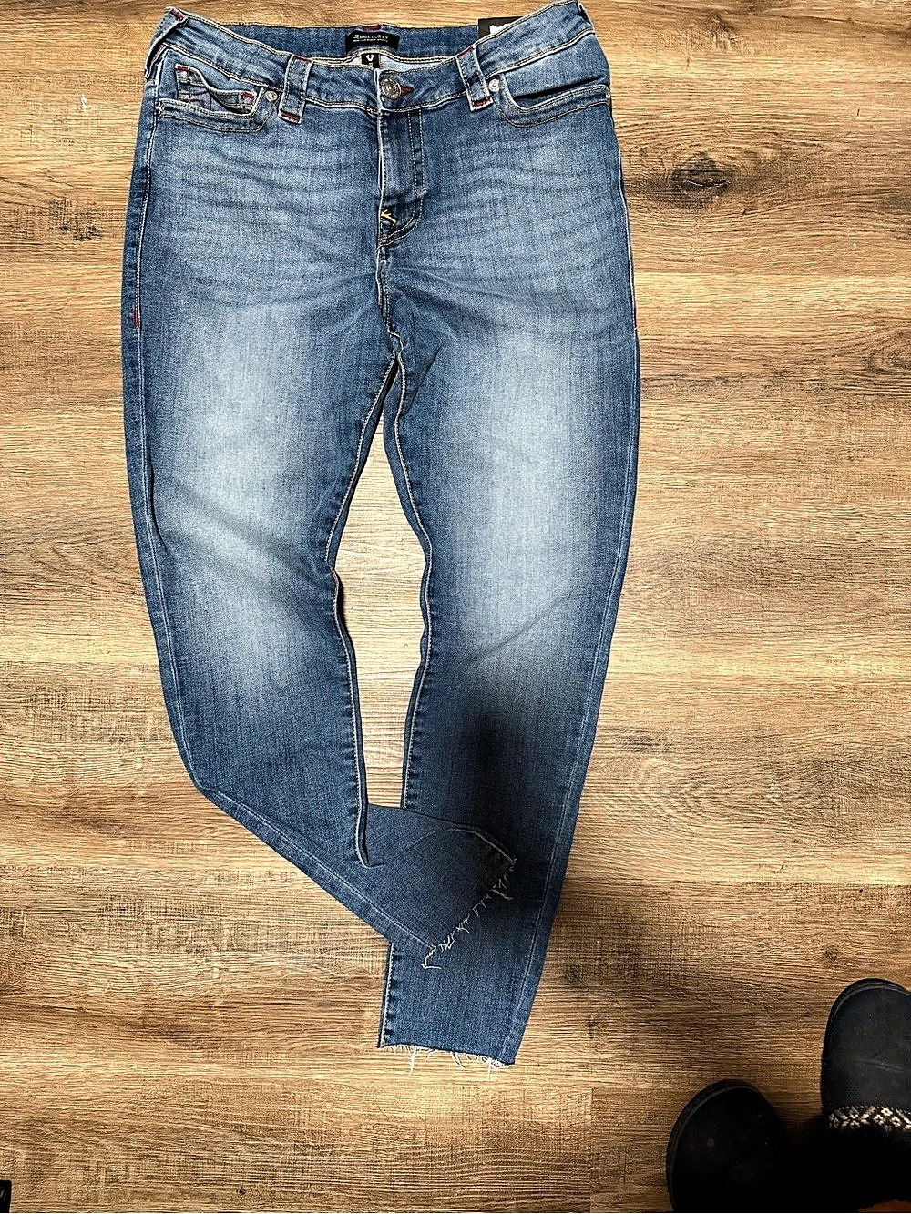 True Religion Jennie Curvy Mid Rise Super Skinny Jeans Boot Cut Blue NWT